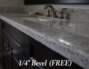 1/4 Beveled FREE Edge Profile, for Kitchen and Bathroom Quartz or Granite Countertops. Royal Kitchen and Bath. Countertops.