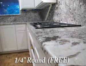 1/4 Round FREE Edge Profile, for Kitchen and Bathroom Quartz or Granite Countertops. Royal Kitchen and Bath. Countertops.