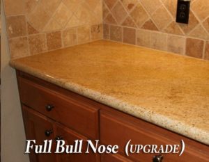 Full Bullnose Edge Profile, for Kitchen and Bathroom Quartz or Granite Countertops. Royal Kitchen and Bath. Countertops.